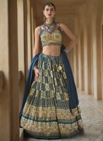 Smooth Silk Blue Bridal Wear Foil Print Readymade Lehenga Choli